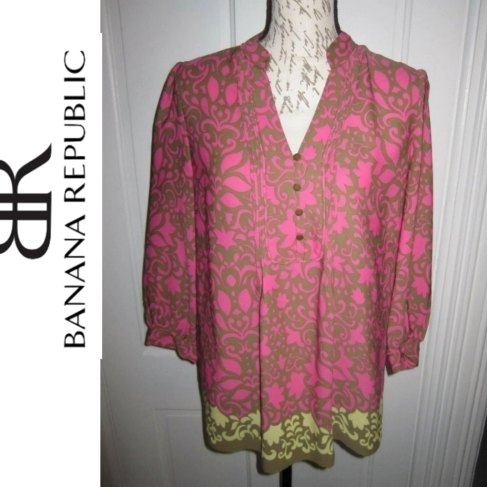 𝅺banana‎ Republic Boho  Floral Blouse
